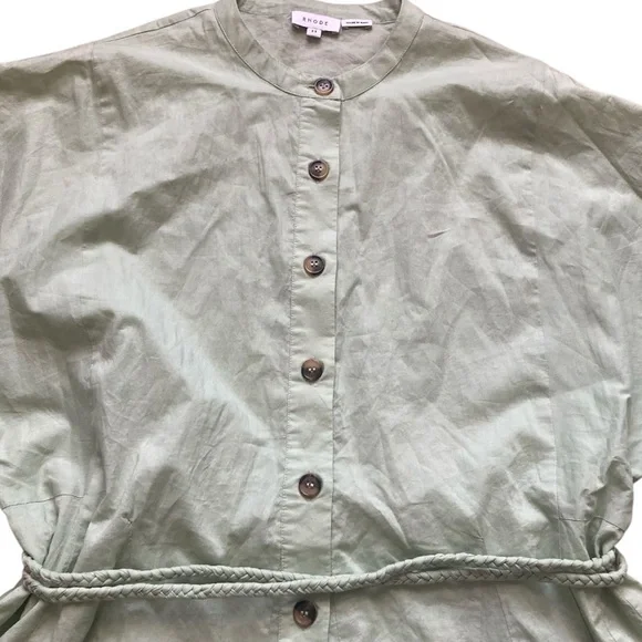 HP Rhode Emanne Cotten Voile Belted Pleated Mini in Green - Picture 5 of 8